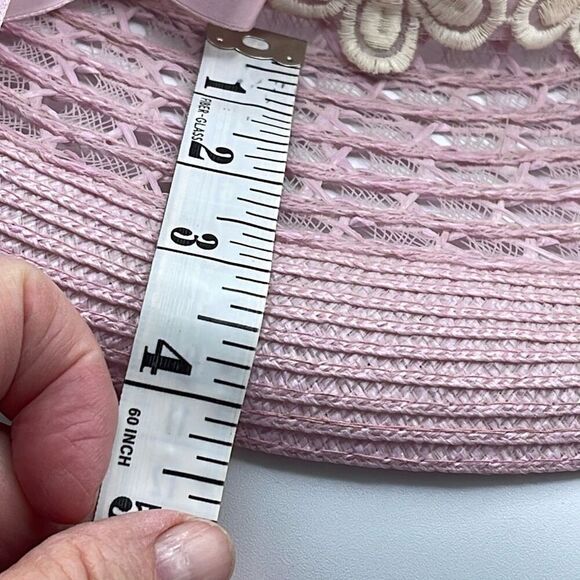 Vintage 80’s pink sun hat. Boho festival beach tropical - Picture 11 of 12